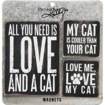 Cat Magnet Set Memo Holder in Black and White