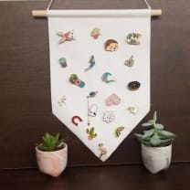 Mystery Enamel Pins Bundle of 20 on Hanging Banner