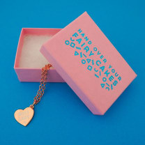 Boss Lady Rose Gold Heart Charm Necklace in Gift Box