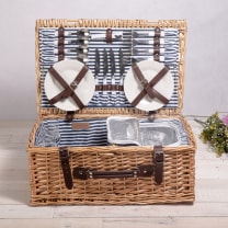 Belmont Picnic Basket - Color: Navy Blue & White Stripe