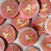 Orange Cat Energy 2.25" Large Pinback Button