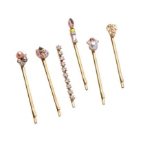 Precious Pearl and Gem Bobby Pins | Set of 6 in Gold