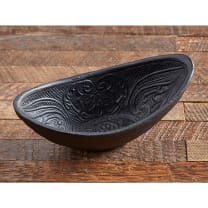 Gothic Cast Iron Oval Bowl | Black Versatile Serving Bowl | 6.5" x 3" x 2.75"