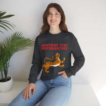 Devour the Patriarchy Unisex Heavy Blend™ Crewneck Sweatshirt Sizes SM-5XL | Plus Size Available - Color: Dark Heather, Size: S