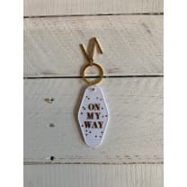 On My Way White Motel Keychain Key Tag | Acrylic