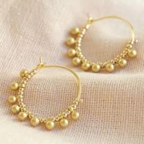 Gold Beaded Ball Hoop Earrings | Designed in the UK | 18K Gold Plated Brass