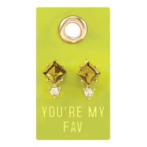 You're My Fav Gemstone Leather Tag Earrings | Green and Diamond