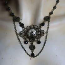 Black Cat and Full Moon Ornate Necklace | Goth Witchy | Handmade in the US