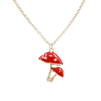 Forestcore Toadstool Mushroom Charm Necklace in Gold in a Gift Box