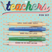 Fun Club Teachers Funny Pen Set on Gift Card | Set of 5 | Teaching for the Money and Fame, Dreaming of Summer Break...