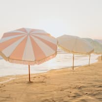 Summerland Beach Umbrella - Pink Salt Stripe