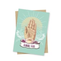 Gimme Five Mini Greeting Card | Screen Printed with Fine Glitter Details