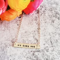 My Eyes Are Up Here Bar Necklace (Gold or Silver)