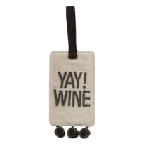 Yay! Wine Velvet Wine Bottle Tag with Pom Trim Details