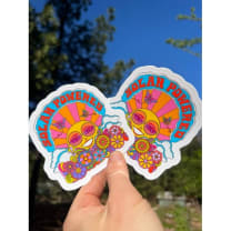 Solar Powered Feel Good Sunshine 60s Retro Vinyl Sticker | 3"