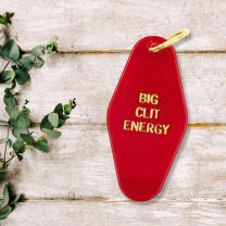 Big Clit Energy Motel Style Keychain in Red and Gold