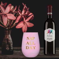 Set of 6 Nap All Day Stemless Wine Glass in Iridescent Tinted Pink | 20 oz.