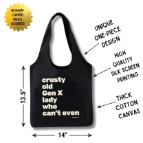 Crusty Old Gen X Lady Who Can't Even Slouchy Canvas Tote in Black