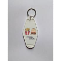 Together Forever Burger and Fries Motel Style Illustrated Keychain