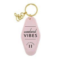 Weekend Vibes Motel Style Keychain with Gold Hardware