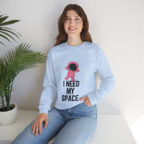 I Need My Space Astronaut Unisex Heavy Blend™ Crewneck Sweatshirt Sizes SM-5XL | Plus Size Available - Color: Light Blue, Size: S