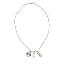 Badass Weightlifter Triple Charm Necklace in Silvertone