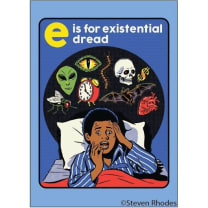 E Is For Existential Dread Magnet | '80s Children's Book Style Satirical Art | 2" x 3"
