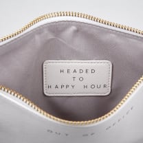 Out Of Office White Fashion Wristlet | 9.45" x 6.5" | Secret Message Inside