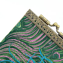 Credit Card Holder in Teal and Pink Peacock | 10 Slots | RFID Blocking