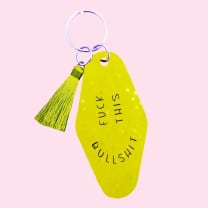 Fun Club Fuck This Bullshit Yellow Glitter Motel Style Keychain