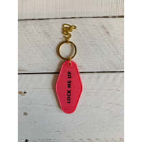 Lock Me Up Motel Style Keychain with Gold Hardware