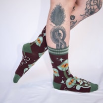 Mystic Mushrooms Crew Socks | Enchanted One-eyed Fungi Footwear