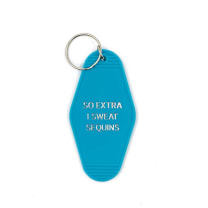 So Extra I Sweat Sequins Motel Style Keychain in Aqua