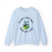 Plant Lady But Also Cat Lady Unisex Heavy Blend™ Crewneck Sweatshirt Sizes SM-5XL | Plus Size Available