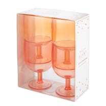 Stackable Stemmed Wine Glasses in Pink Orange | Acrylic | Set of 4