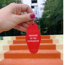 Smasher of the Patriarchy Feminist Motel Keychain in Red