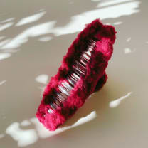 Velvet Claws Hair Clip | Triangle Plush in Faux Fur Magenta | Claw Clip in Velvet Travel Bag