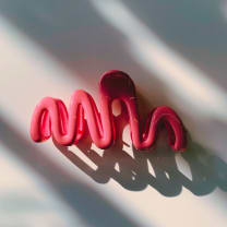 Velvet Claws Hair Clip | '80s Squiggle in Pink | Claw Clip in Velvet Travel Bag