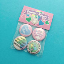 Set of 4 Feminist Killjoy Metal Button Badges