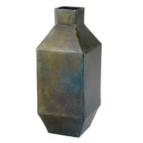 Industrial Geometric Metal Vase | 8" Tall