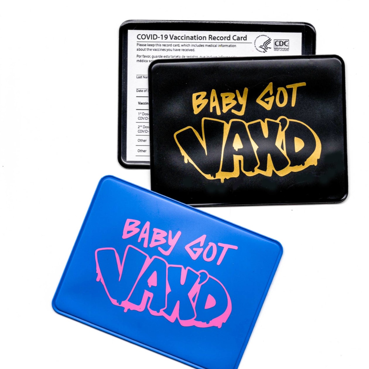 Baby Got Vax'd! Flexible Vinyl Vaccination Card Holder in Blue or Black