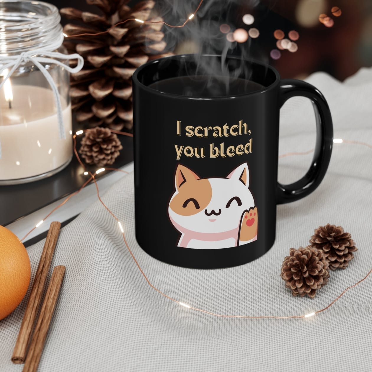 I Scratch You Bleed 11oz Black Mug - Size: 11oz