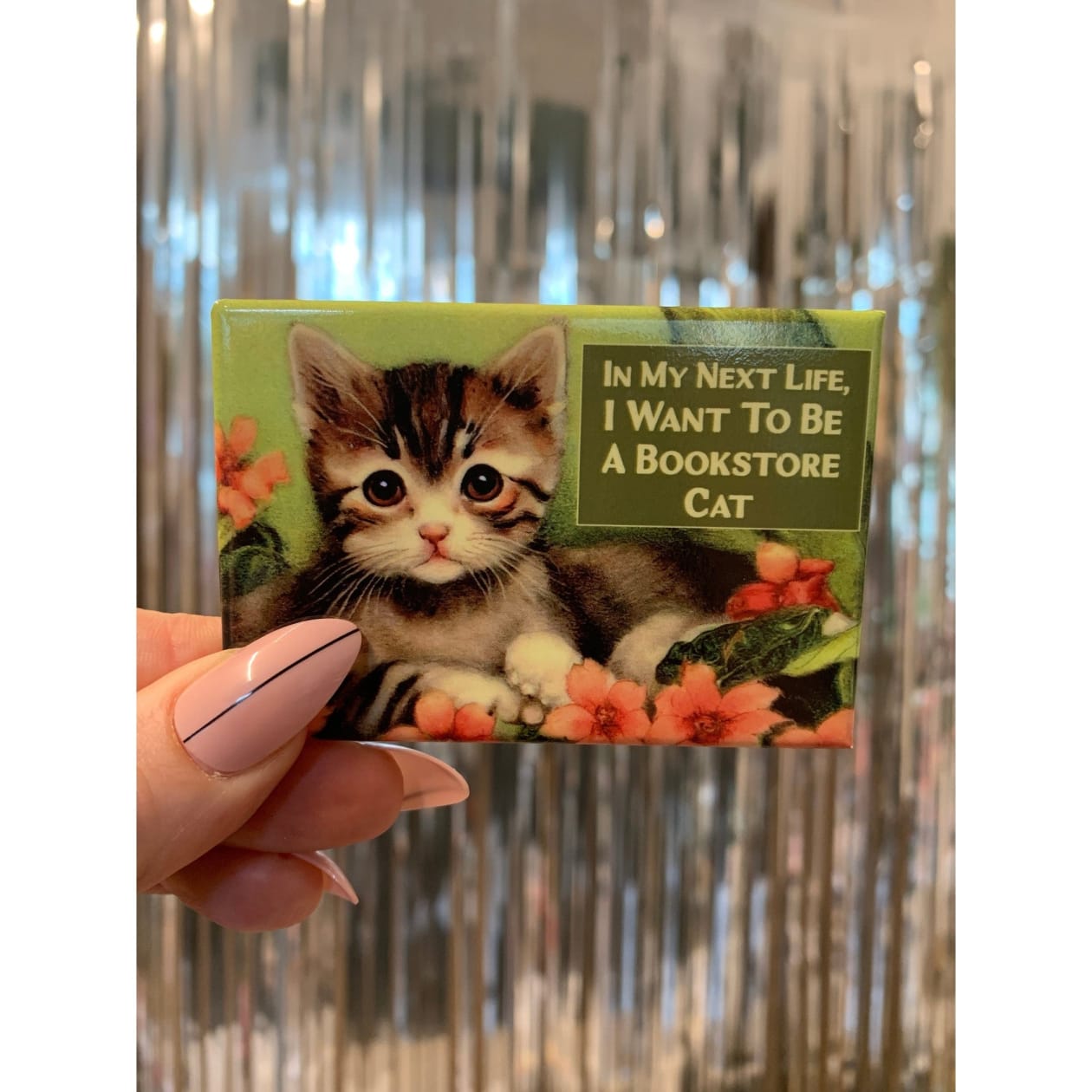 I Want To Be A Bookstore Cat Rectangular Fridge Magnet | 3" x 2"