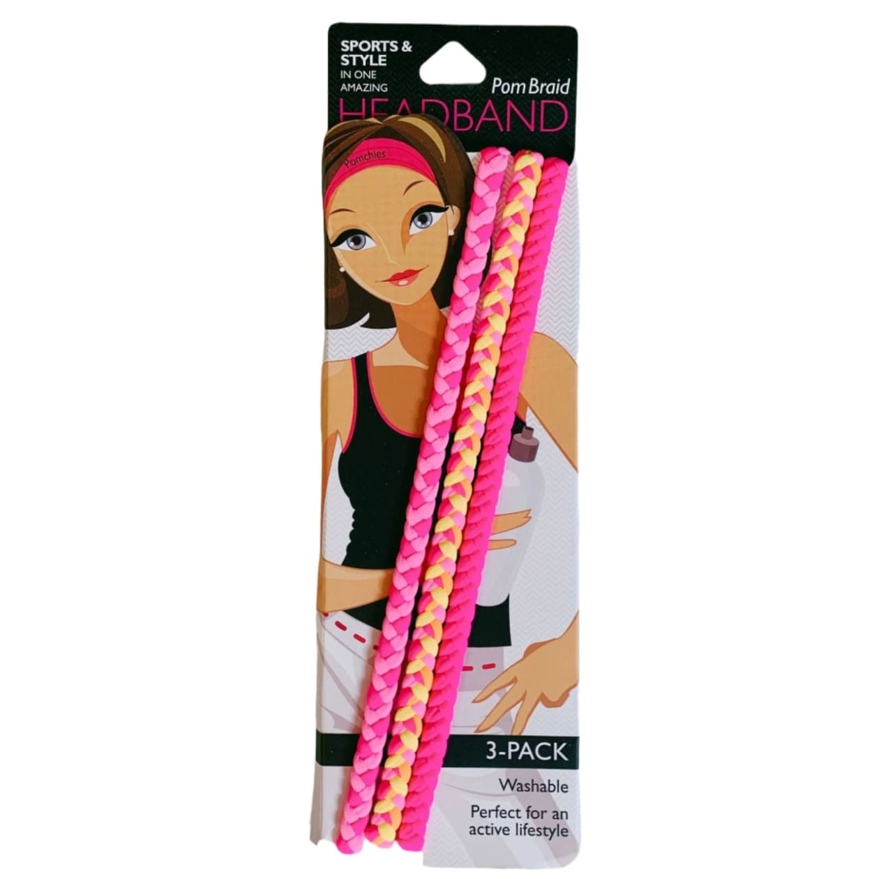 3 Pack Party Girl Pom Braid Headband | Single Pom Braid Hairbands