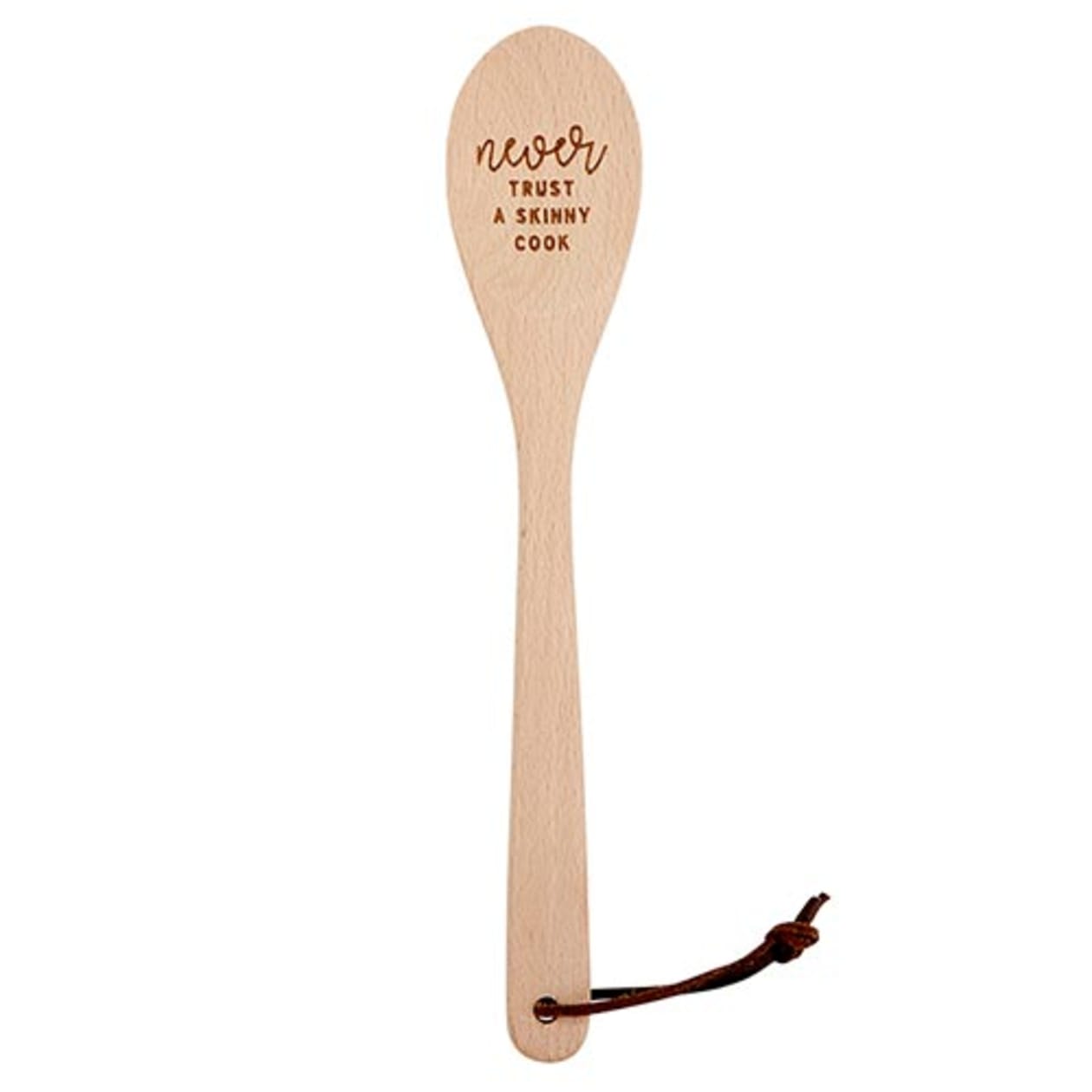 Never Trust A Skinny Cook Wooden Cooking Spoon in Canvas Gift Bag