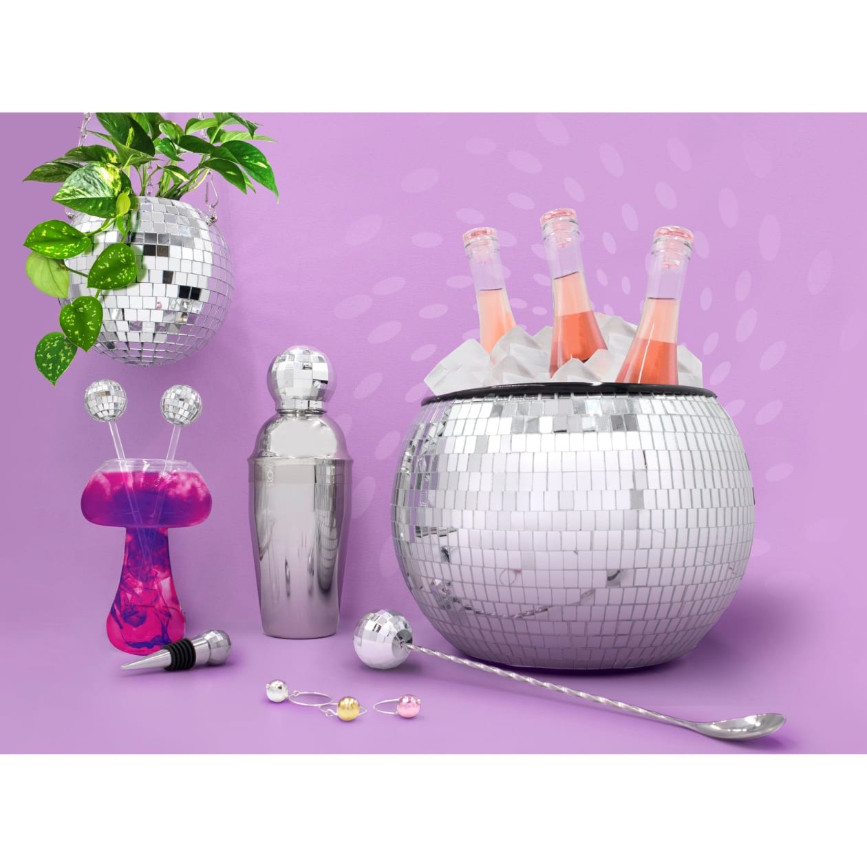 Mirror Disco Ball Ice Bucket | 70's Retro Champagne Bottle Holder