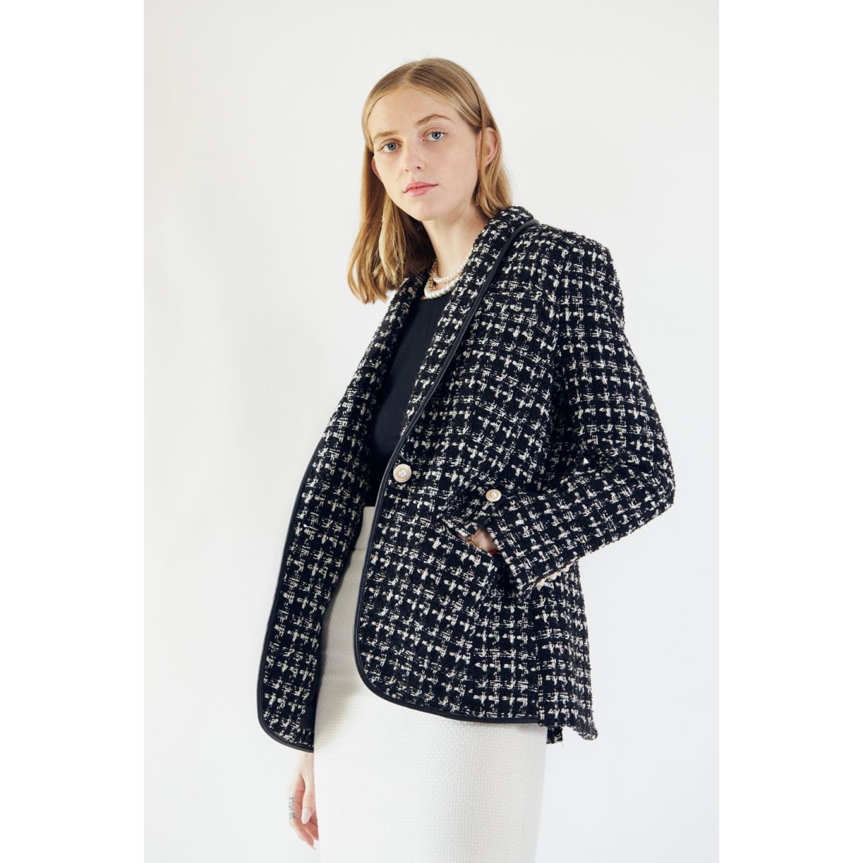 Black & White Tweed Checkers Blazer