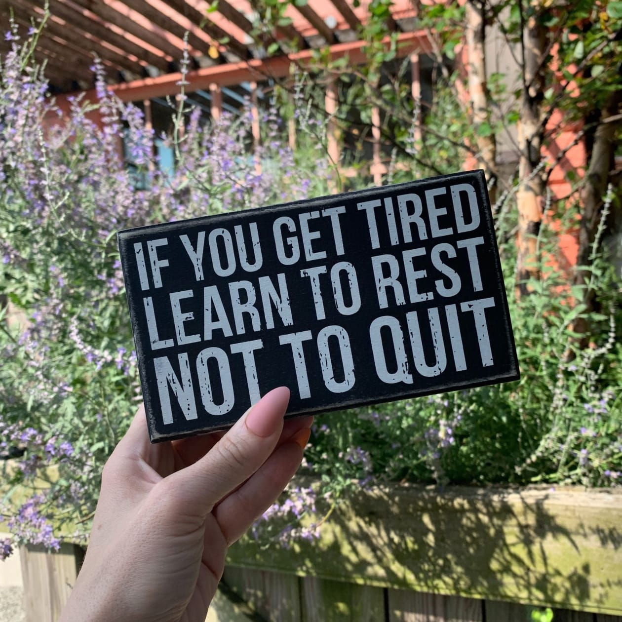 Learn To Rest Not To Quit Box Sign | Desk Wall Display Wooden Box Sign | 6.50" x 3.75"