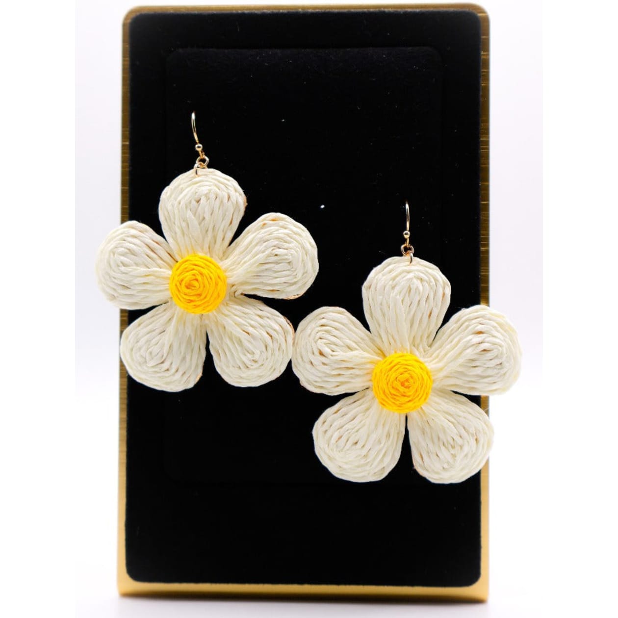 Golden Blooms Straw Earrings