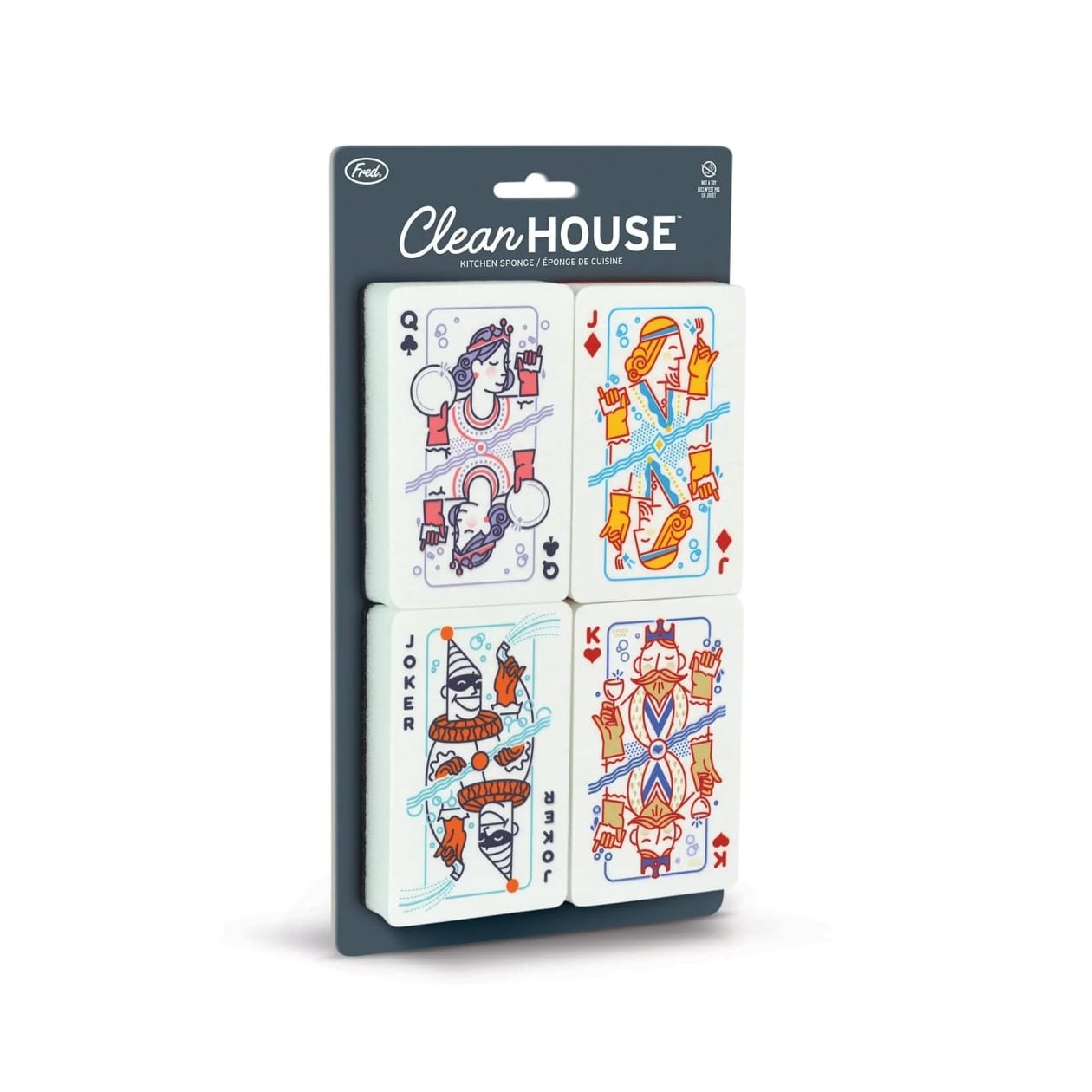 Clean House Playing Card Kitchen Sponges | Set of 4